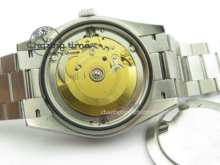 MiroTime 0424 Stretchable DayDate 40mm BP-Maker 228206 SS Green Roman Dial (Fluted Bezel) On SS Bracelet ETA 3904